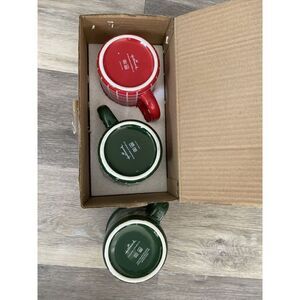 Hallmark Coffee/Tea/ Cocoa Mug/Cup, Red and Green Plaid, Set of  Three